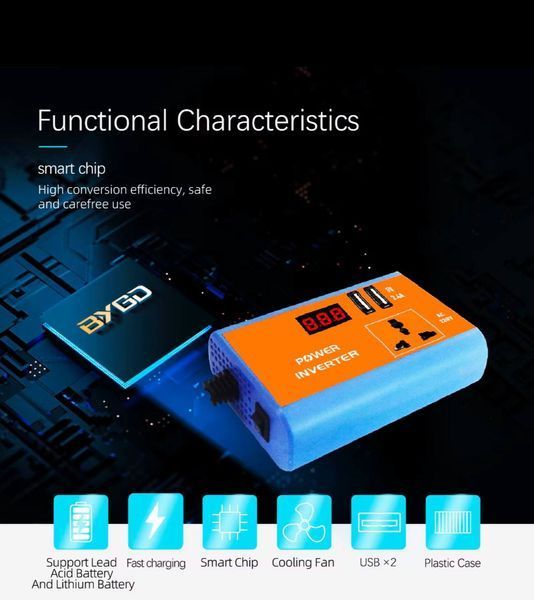 Инвертор автомобильный 150W 12/220 преобразователь напряжения с двойным USB и цифровым дисплеем inv150W фото