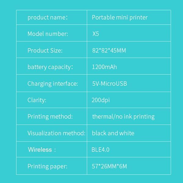 Міні термопринтер Memo Ink-Free принтер портативний акумуляторний у ПОДАРУНОК 5 рулонів паперу! mp200 фото