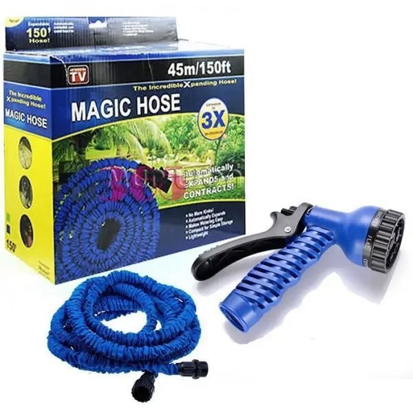 Шланг поливочный садовый MAGIC HOSE 45м шланг для полива растягивающийся Синий SHLANG45150 фото