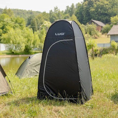Туристичний намет для душу та туалету 120х190см CAMPING кемпінговий намет для переодягання автомат Чорний LU-015DGR фото