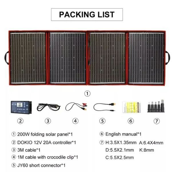 Портативная солнечная панель DOKIO FFSP 220M на 200W монокристаллическая для дома, похода, природы универса FFSP200 фото
