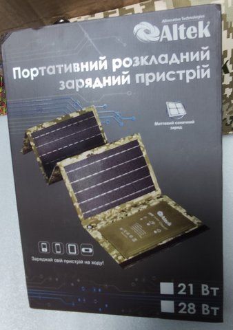 Портативна сонячна панель заряджання для телефона Альтек 28 ватів а28 фото