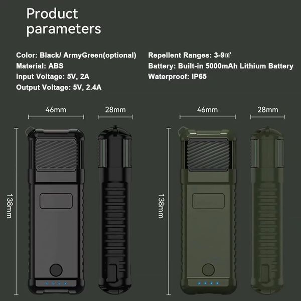 Репеллент с USB питанием для кемпинга электрическая защита от насекомых портативный отпугиватель комаров klkf+1 фото