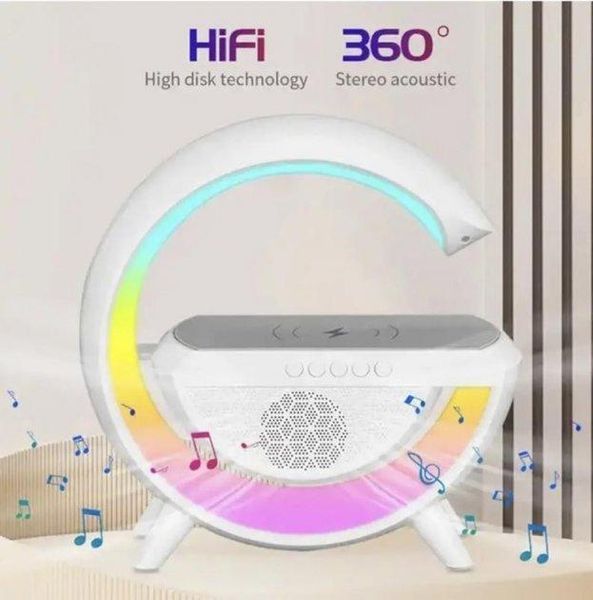 Великий нічник-світильник RGB з бездротовим заряджанням Розумний нічник лампа з Bluetooth колонкою і FM радіо RGB фото